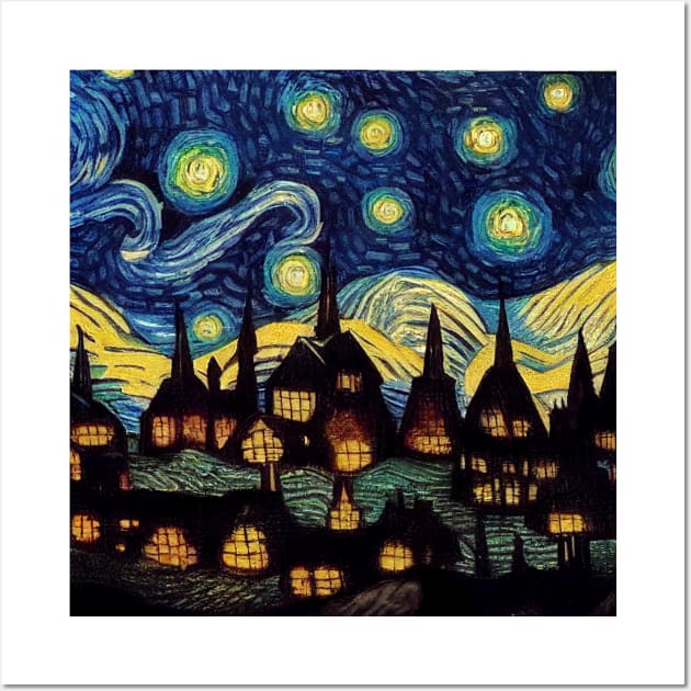 Starry Night Over Hogsmeade Wall Art by Grassroots Green